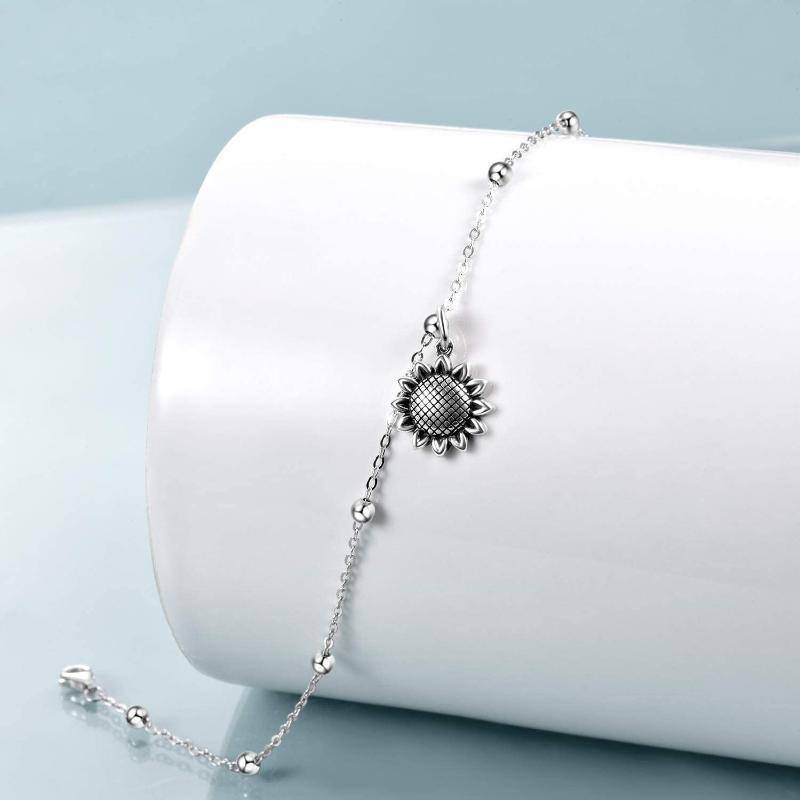 Bracelet pendentif tournesol en argent sterling-4