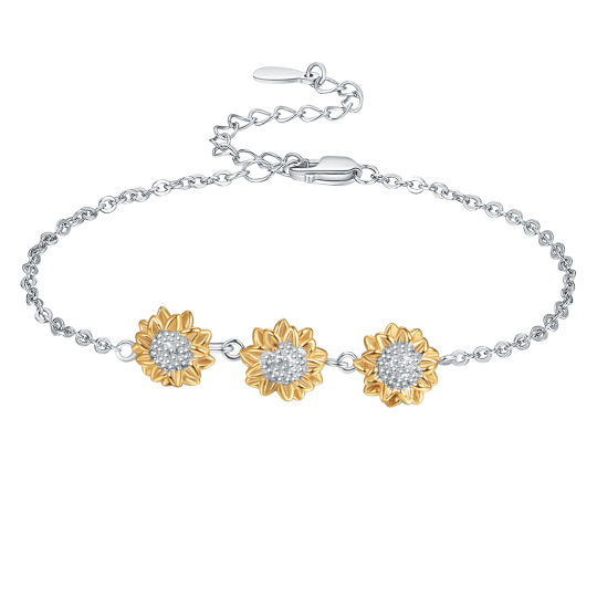 Armband mit Sonnenblumen-Anhänger aus Sterlingsilber