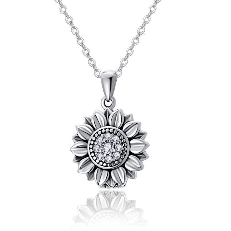 Collana con ciondolo a forma di girasole in argento sterling-1