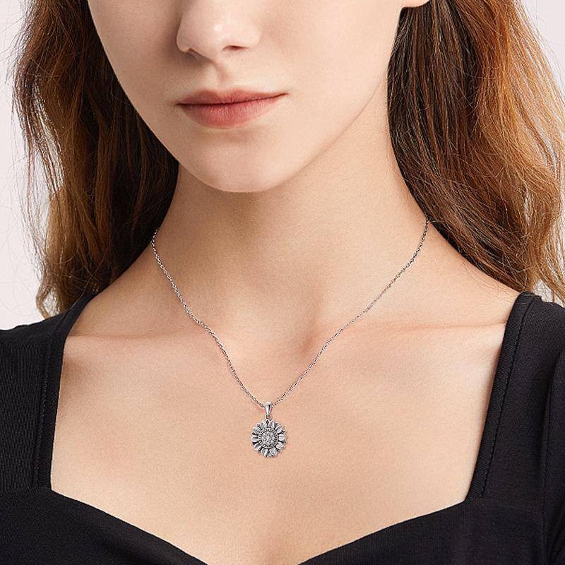 Collana con ciondolo a forma di girasole in argento sterling-3