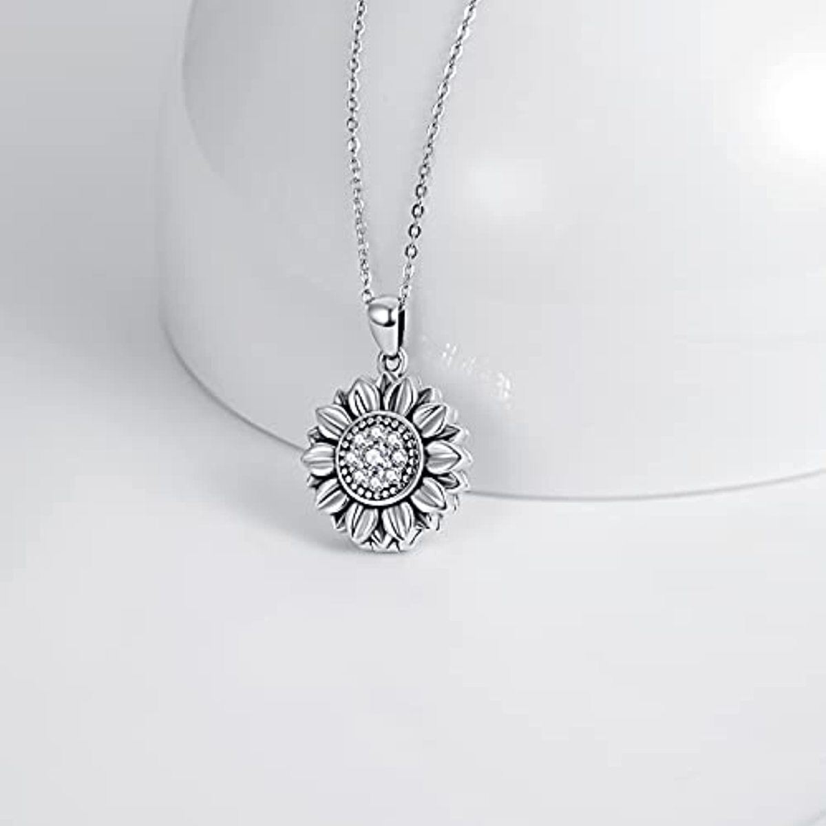 Collana con ciondolo a forma di girasole in argento sterling-6