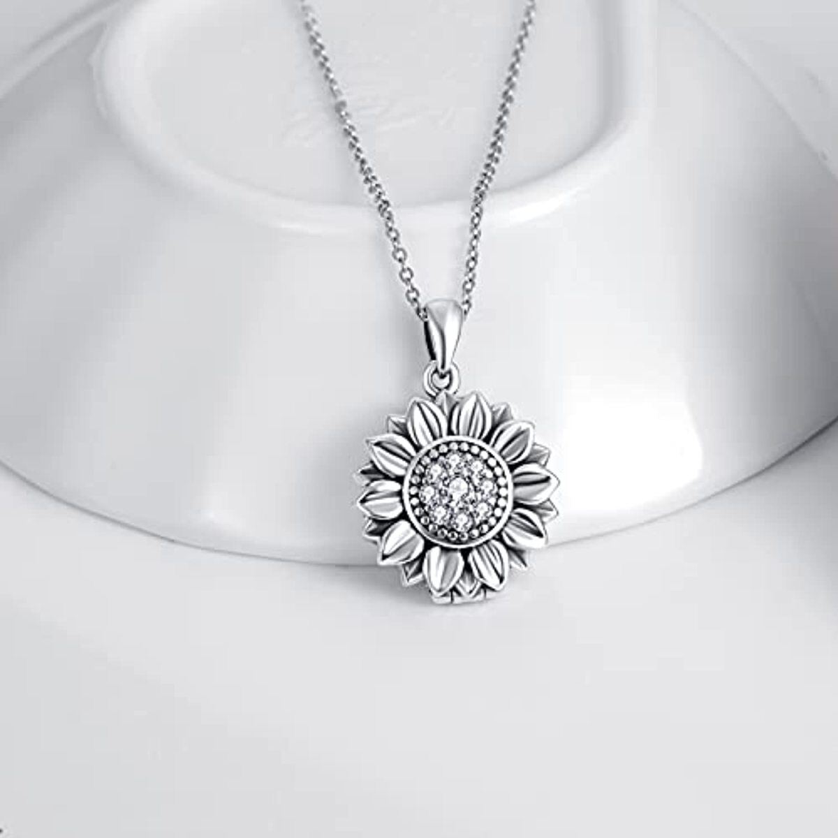 Collana con ciondolo a forma di girasole in argento sterling-7