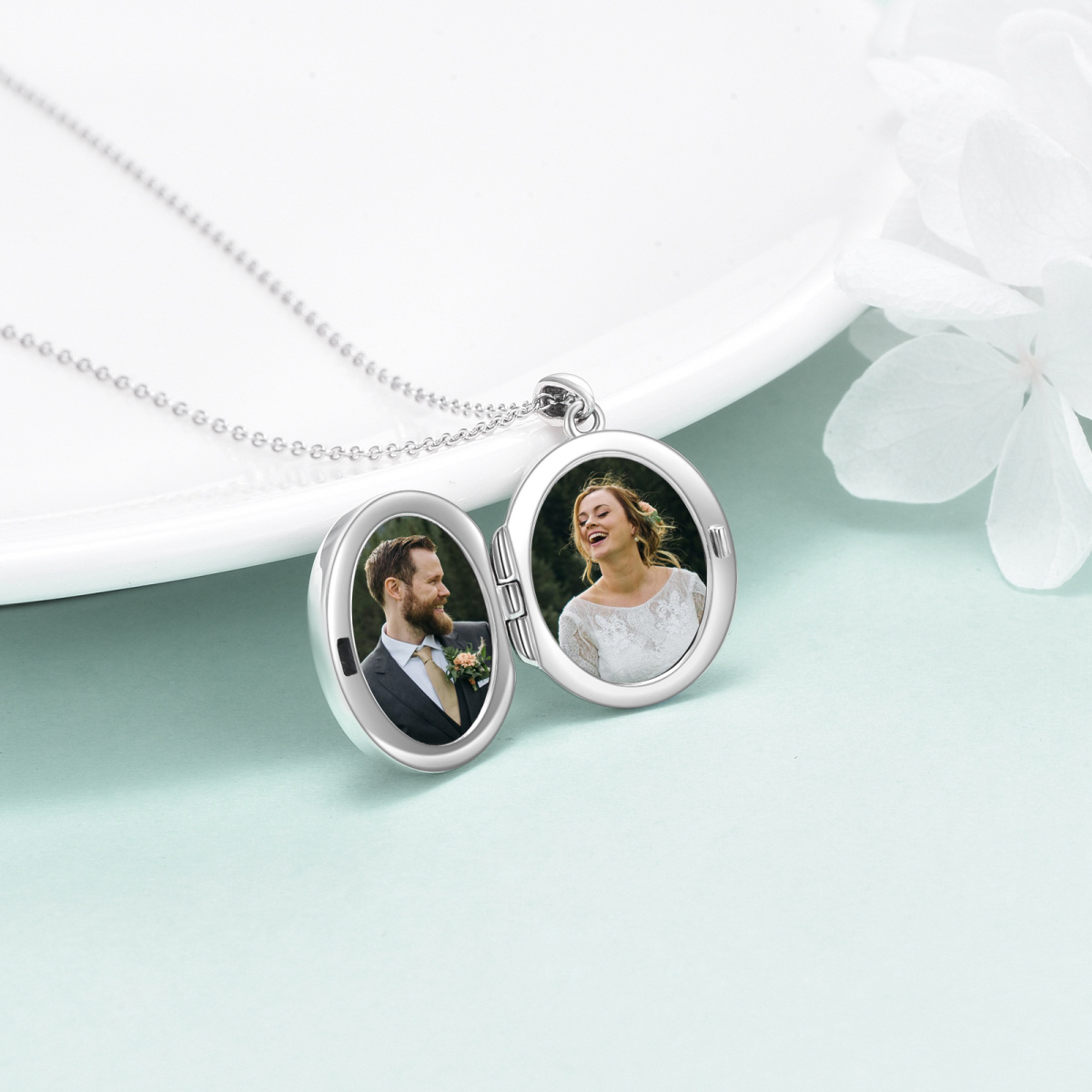 Sterling Silver Sunflower With Personalized Photo Locket Necklace For Women-4