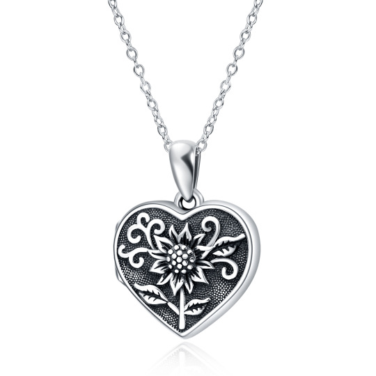 Sterling Silver Sunflower Personalized Photo Locket Necklace