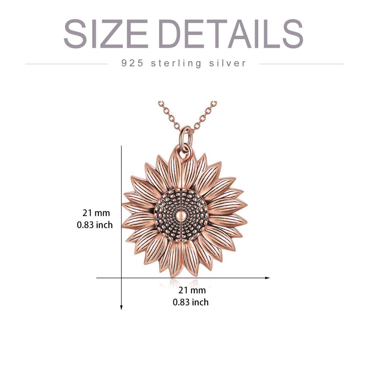 Sterling Silver Two-tone Sunflower Engraved Personalized Photo Locket Necklace for Women-4