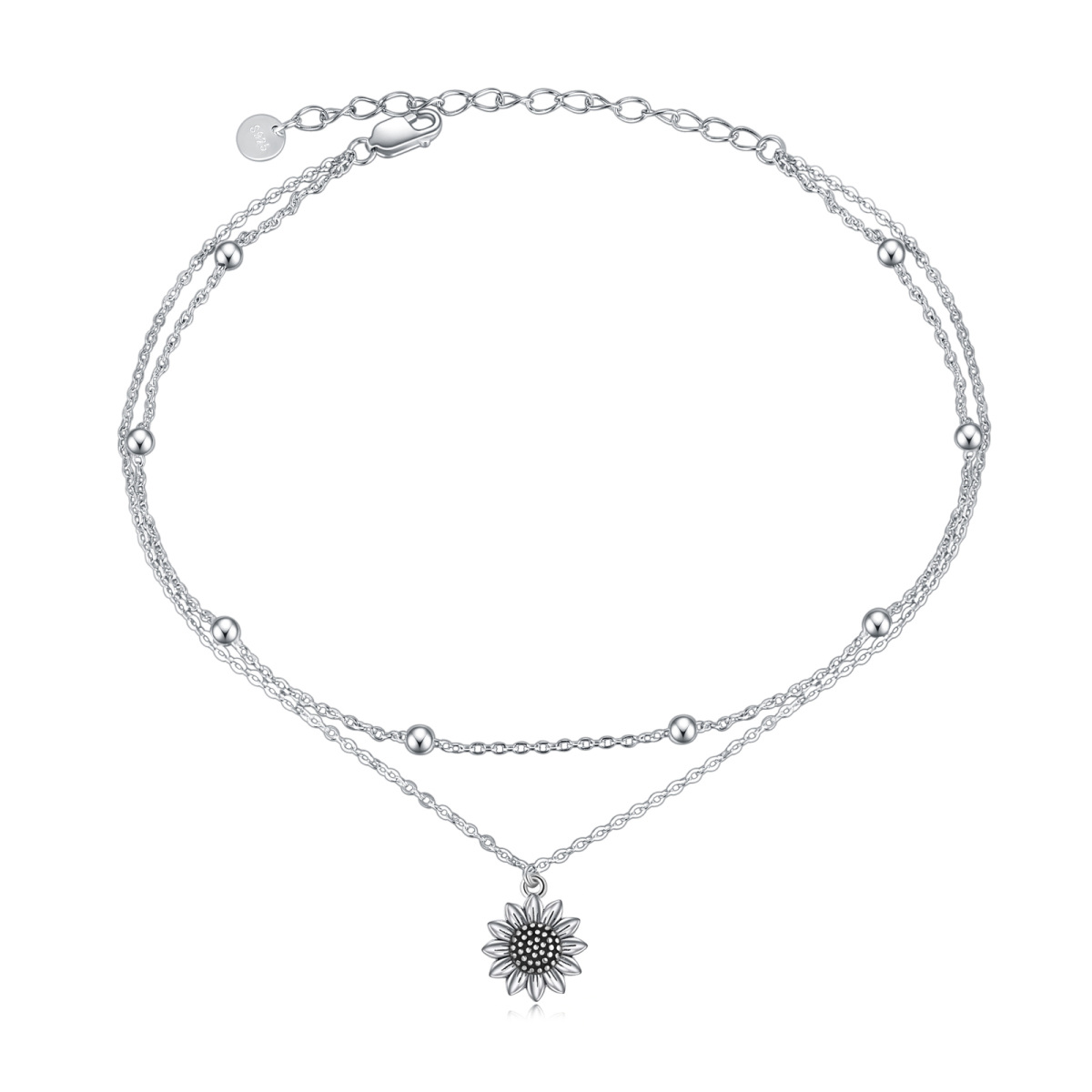 Bracelet de cheville en argent Sterling Sunflower Single Layer Anklet-1