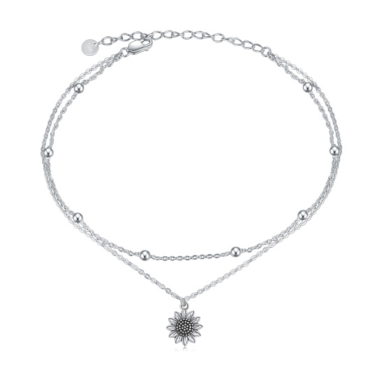 Cavigliera a strato singolo con girasole in argento sterling