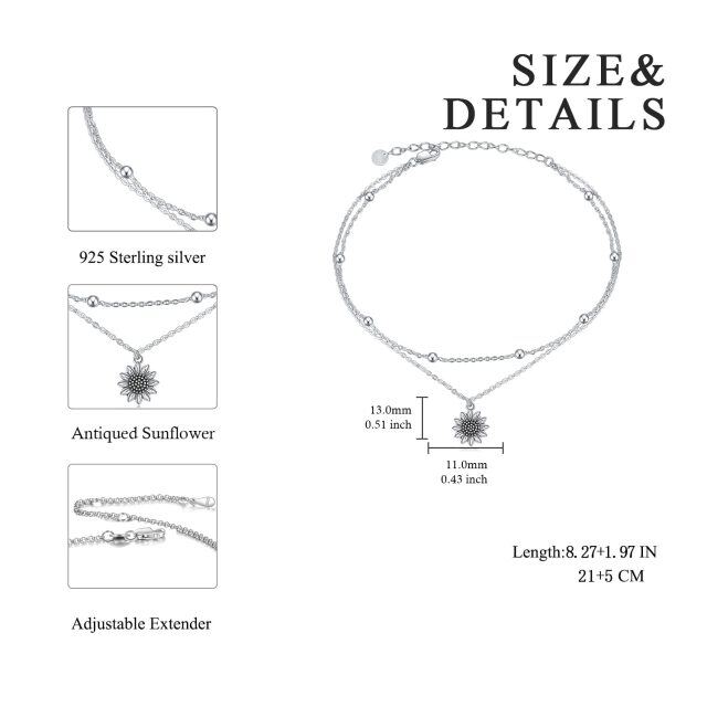 Sterling Silver Sunflower Single Layer Anklet-4