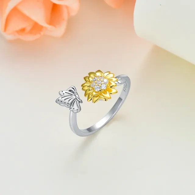 Sterling Silver Sunflower Spinner Ring-3