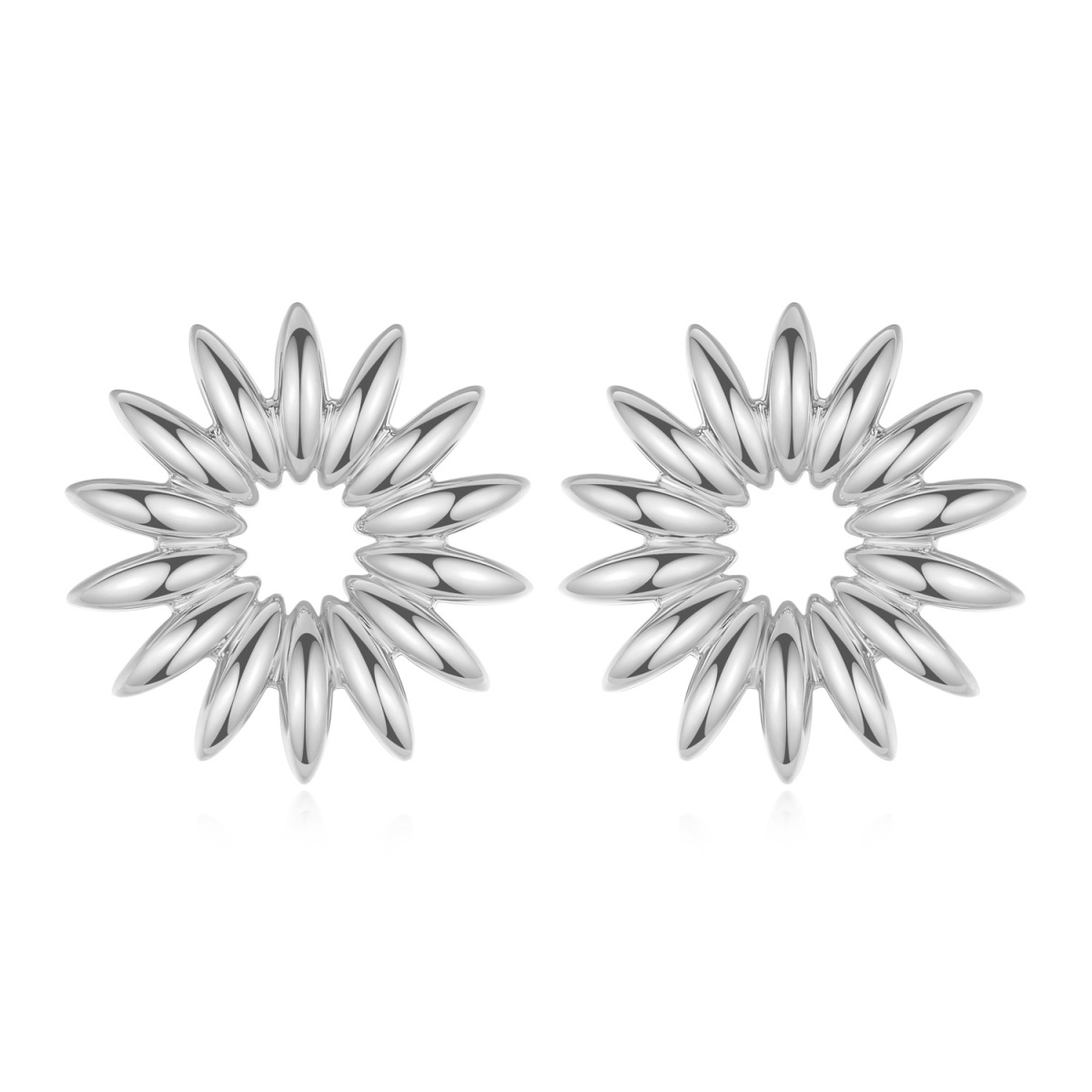 Sterling Silver Sunflower Stud Earrings-1