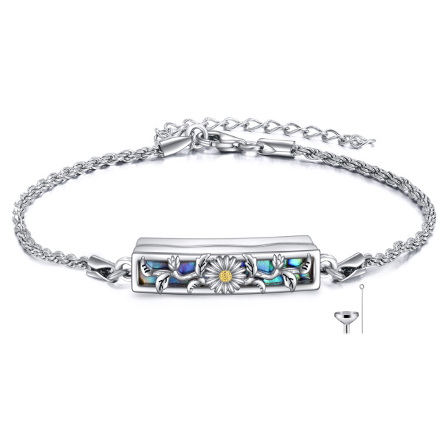 Bracciale in argento sterling con urna a forma di girasole per le ceneri-1