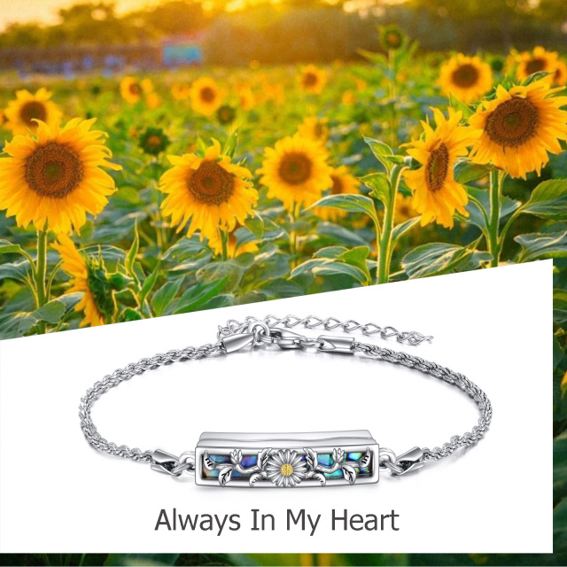 Sterling Silver Sunflower Urn Bracelet for Ashes-6