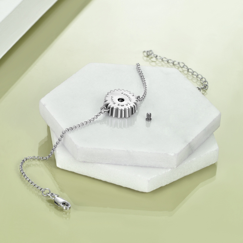 سوار جرة عباد الشمس من الفضة الإسترلينية لحفظ الرماد-5