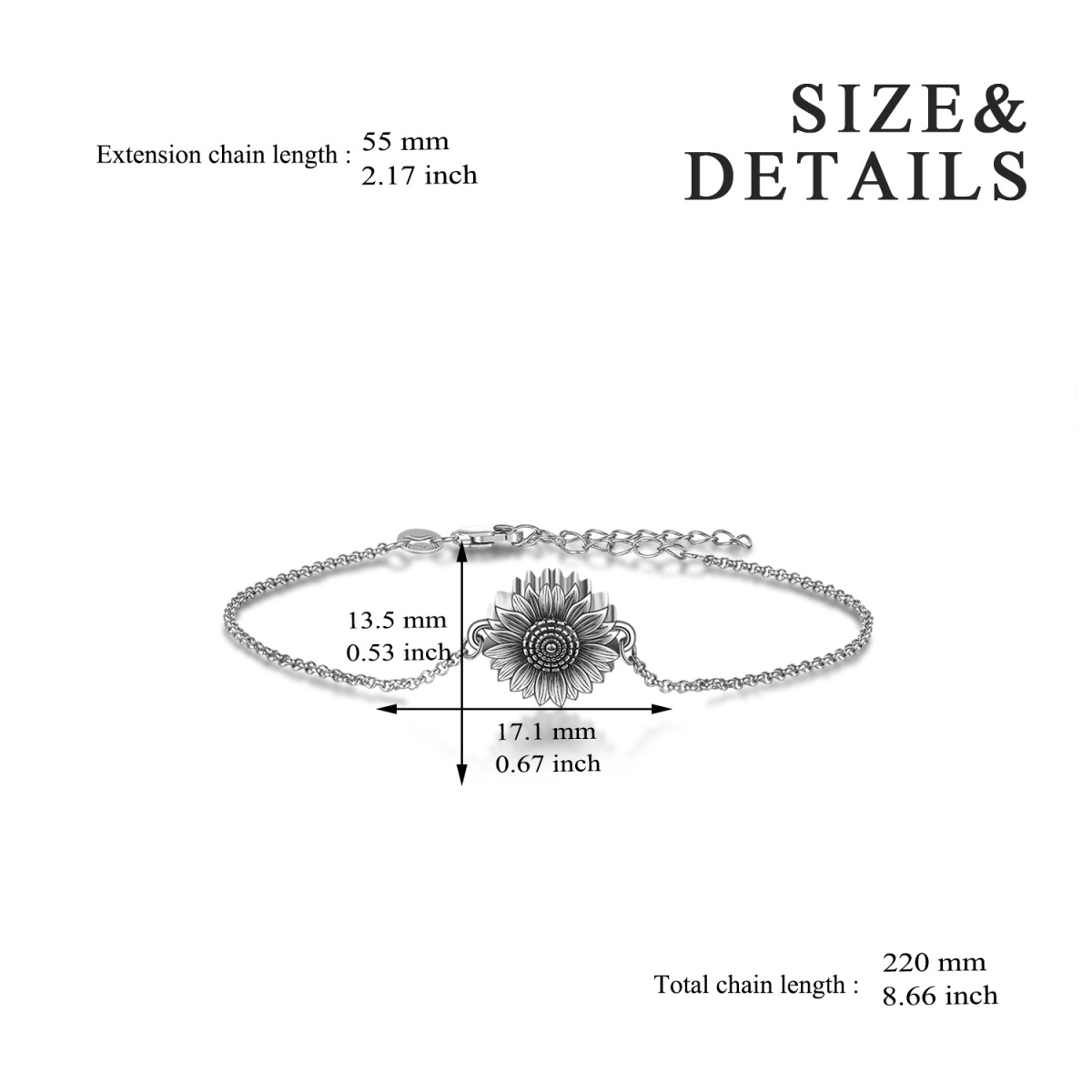 Sterling Silver Sunflower Urn Bracelet for Ashes-6