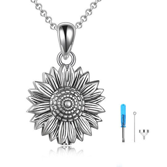 Sterling Silver Sunflower Urn Necklace for Ashes