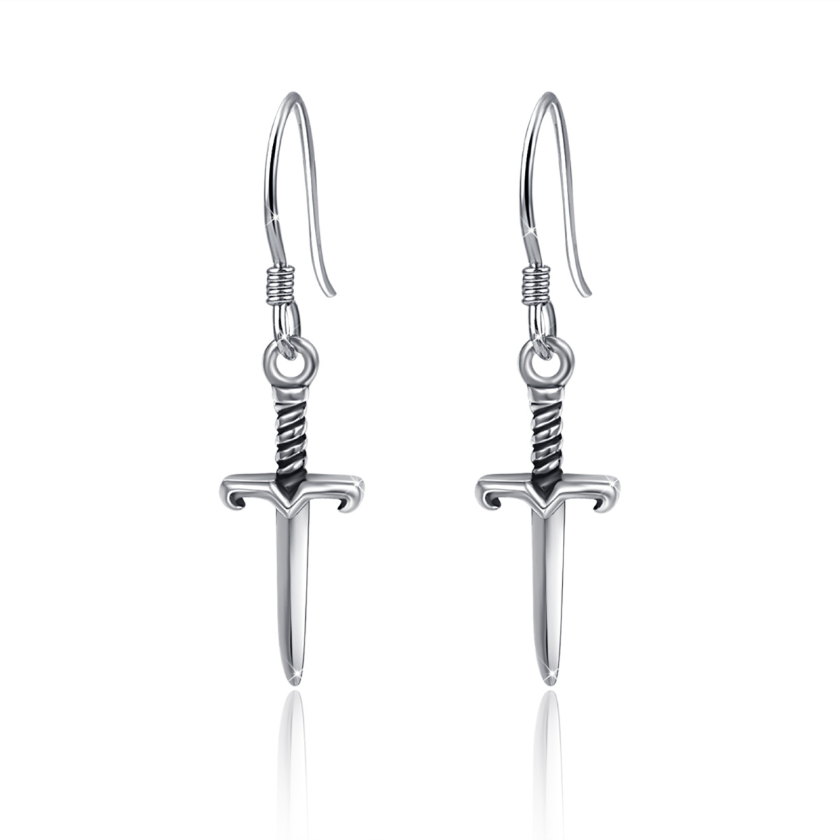 Boucles d'oreilles épée en argent sterling-1