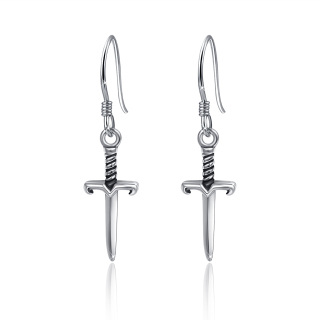 Sterling Silver Sword Drop Earrings-52