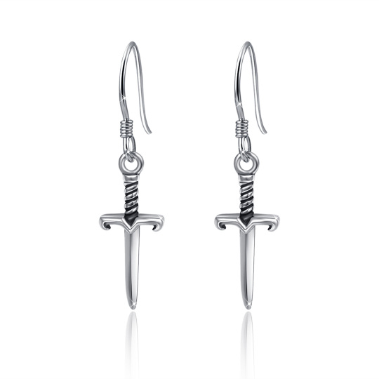 Sterling Silver Sword Drop Earrings