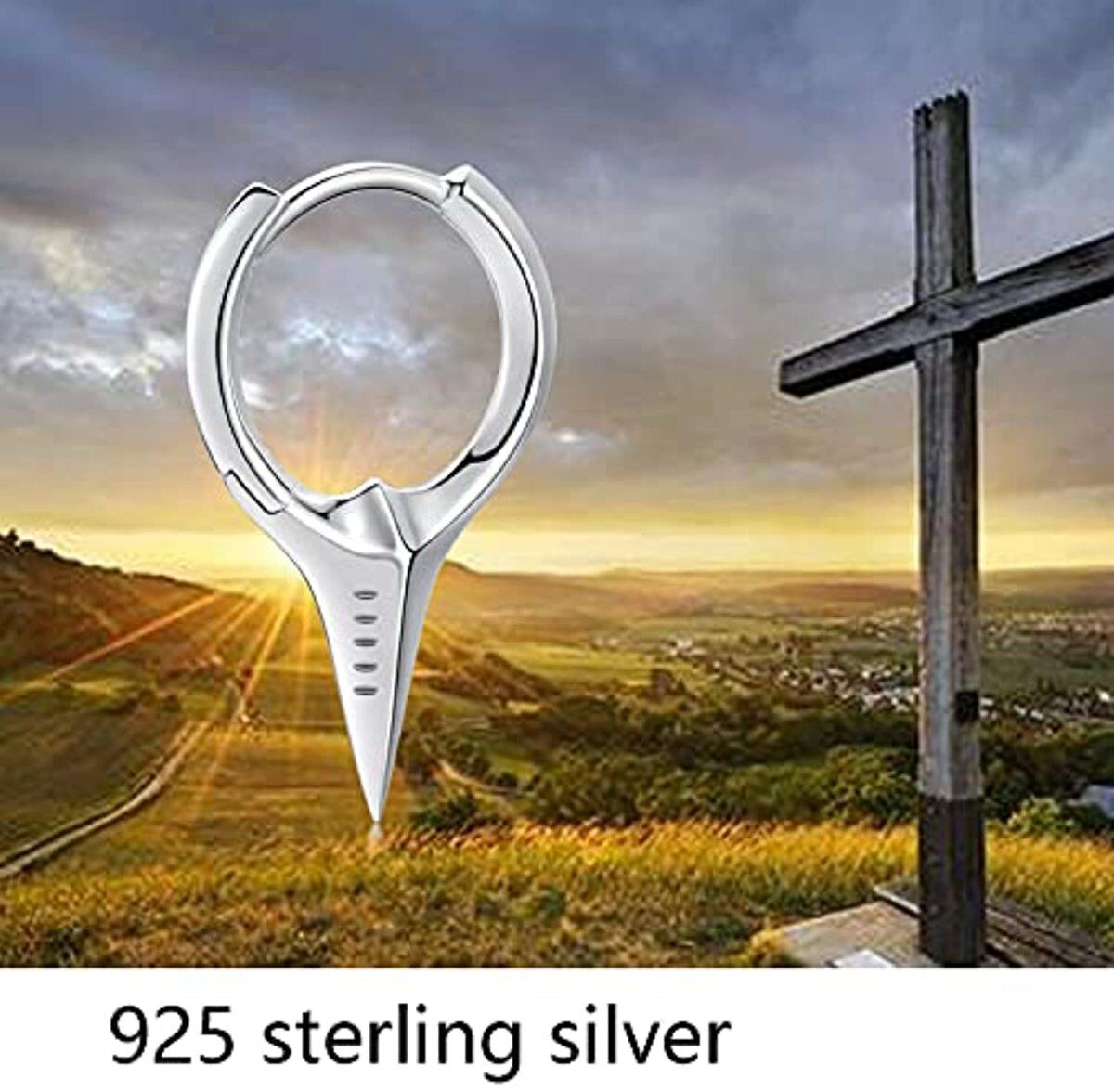 Sterling Silber Schwert Hoop-Ohrringe-4