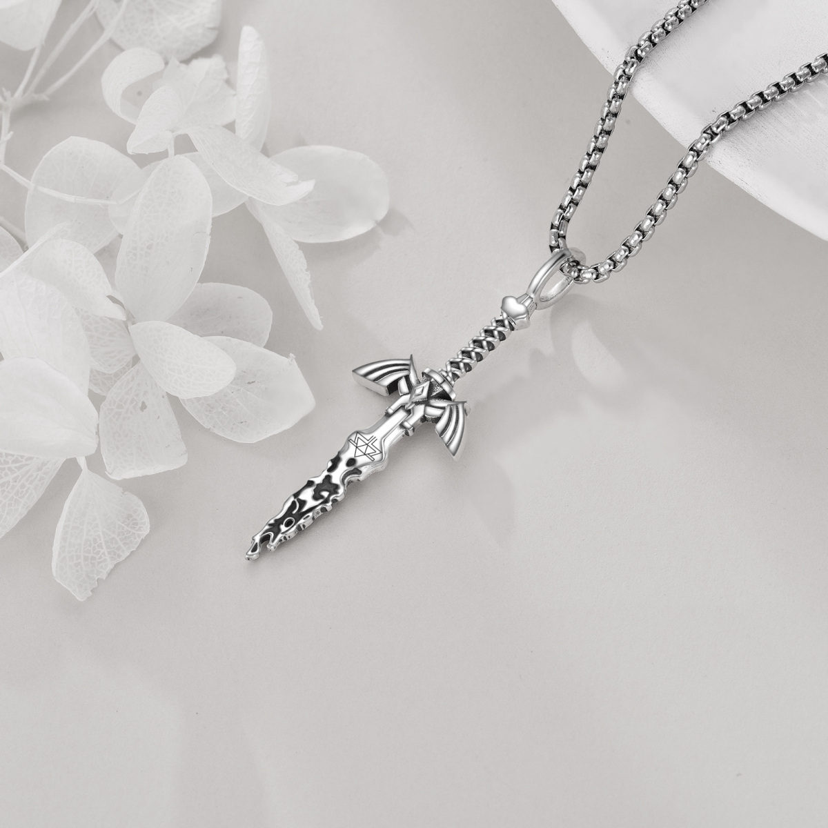 Sterling Silver Sword Pendant Necklace for Men-4