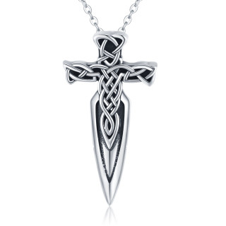 Sterling Silver Sword Pendant Necklace for Men-45