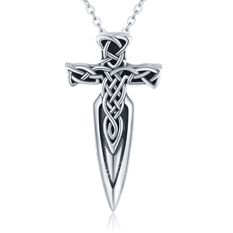 Sterling Silver Sword Pendant Necklace for Men-11
