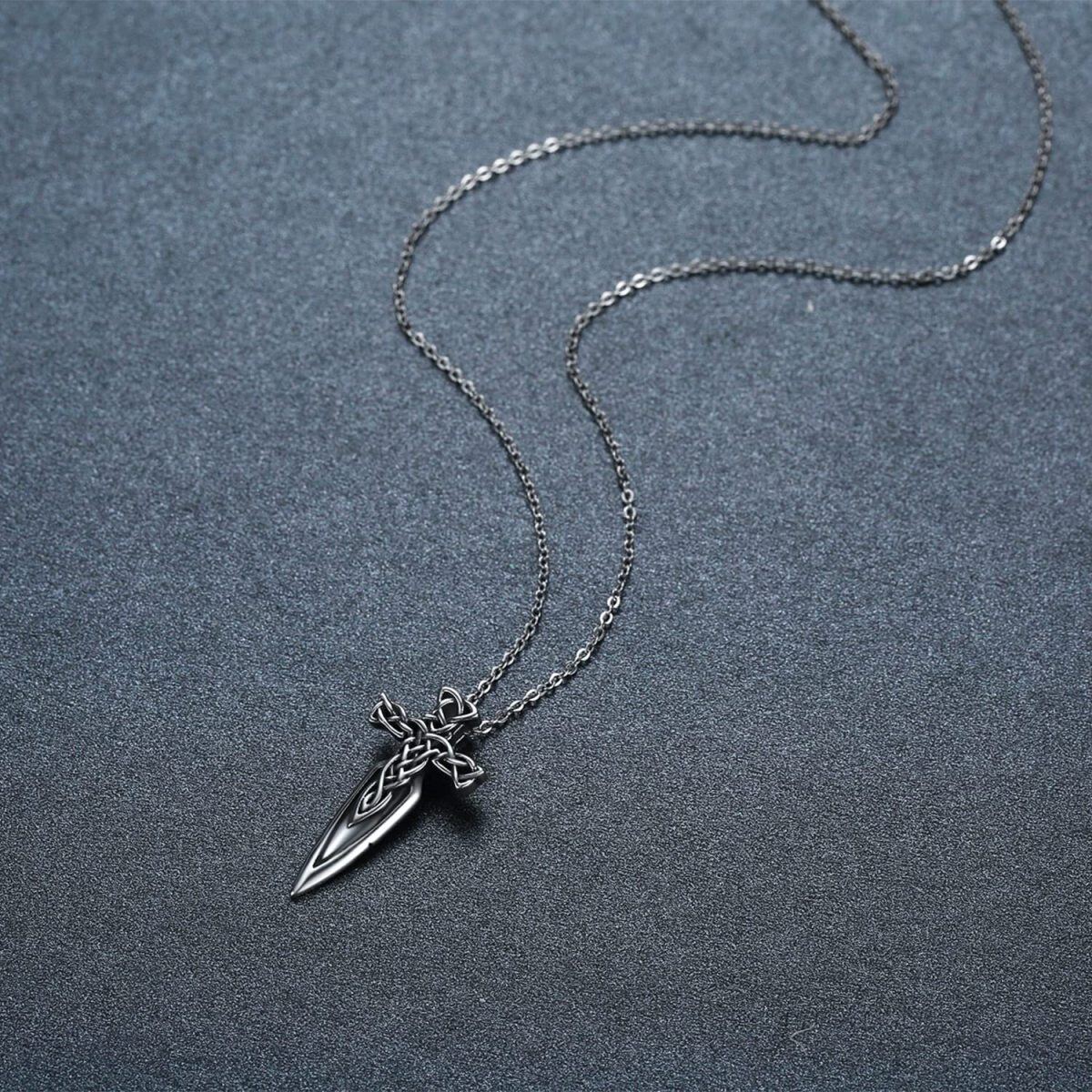 Sterling Silver Sword Pendant Necklace for Men-5