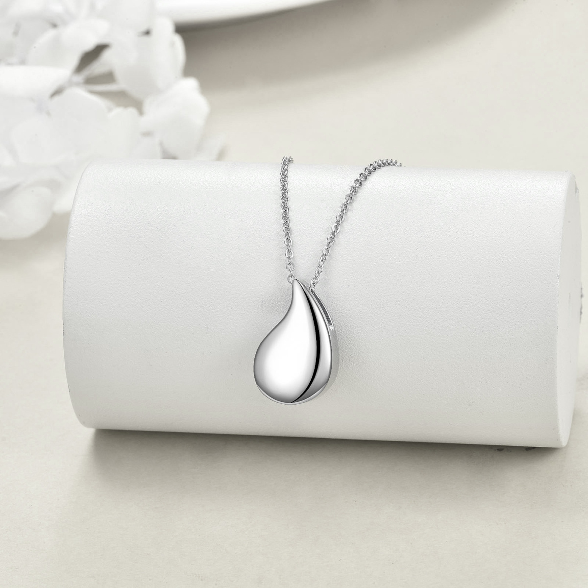 Sterling Silver Tear Drop Shape Urn Necklace for Ashes-4