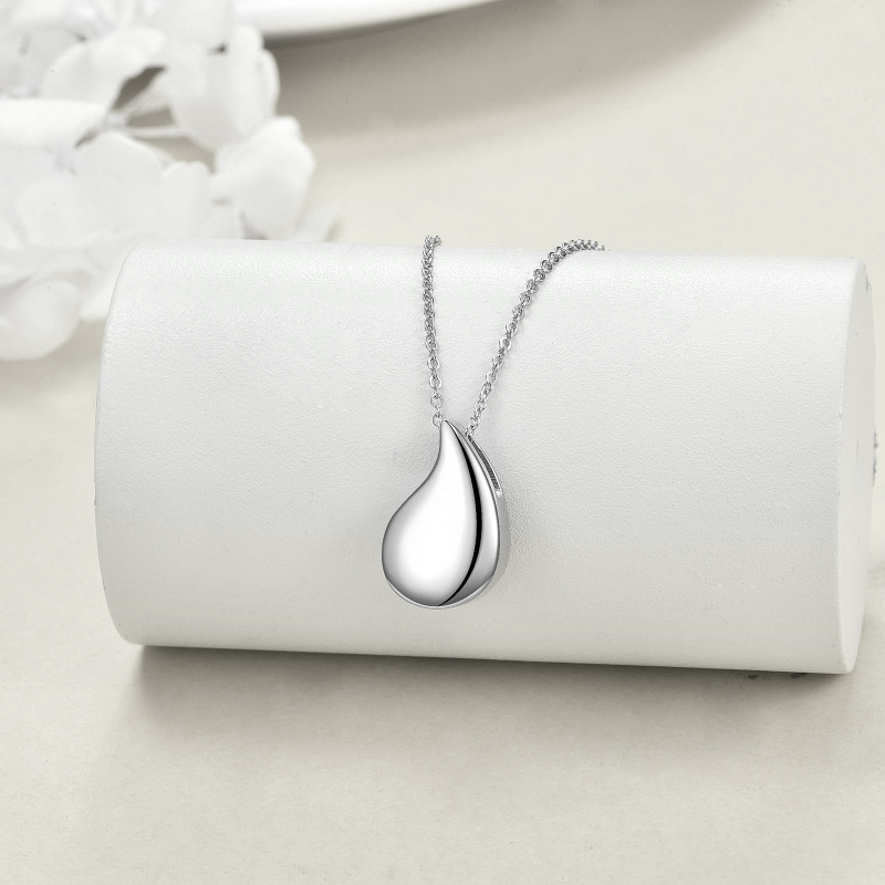 Sterling Silver Tear Drop Shape Urn Necklace for Ashes-3