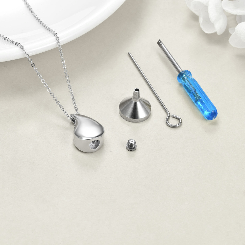 Sterling Silver Tear Drop Shape Urn Necklace for Ashes-4