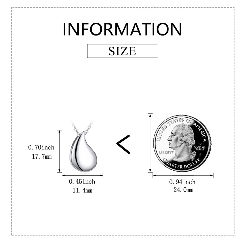Sterling Silver Tear Drop Shape Urn Necklace for Ashes-5