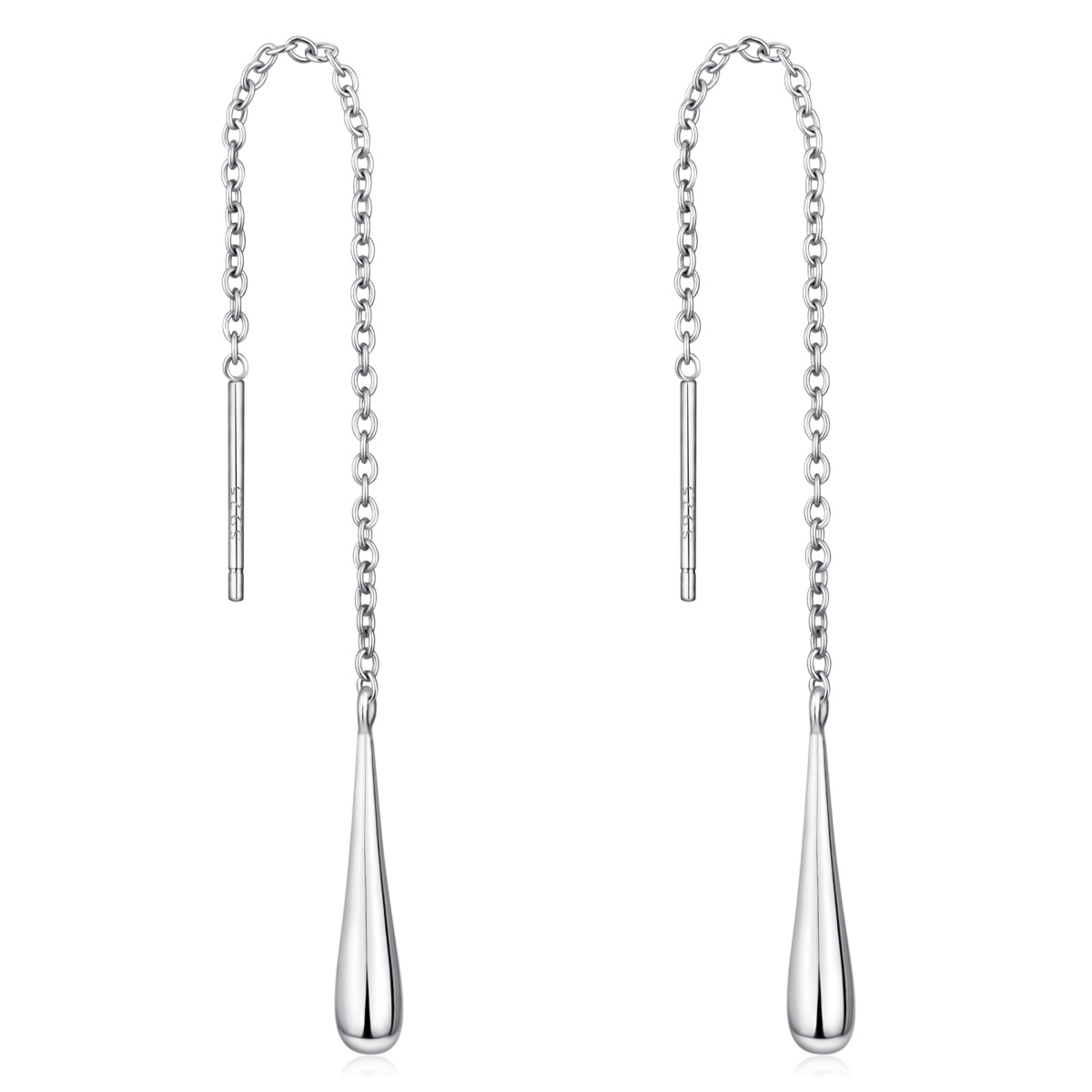 Sterling Silver Teardrop Dangle Line Drop Earrings for Women-1