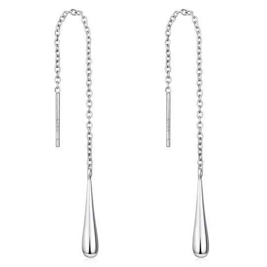 Sterling Silver Teardrop Dangle Line Drop Earrings for Women