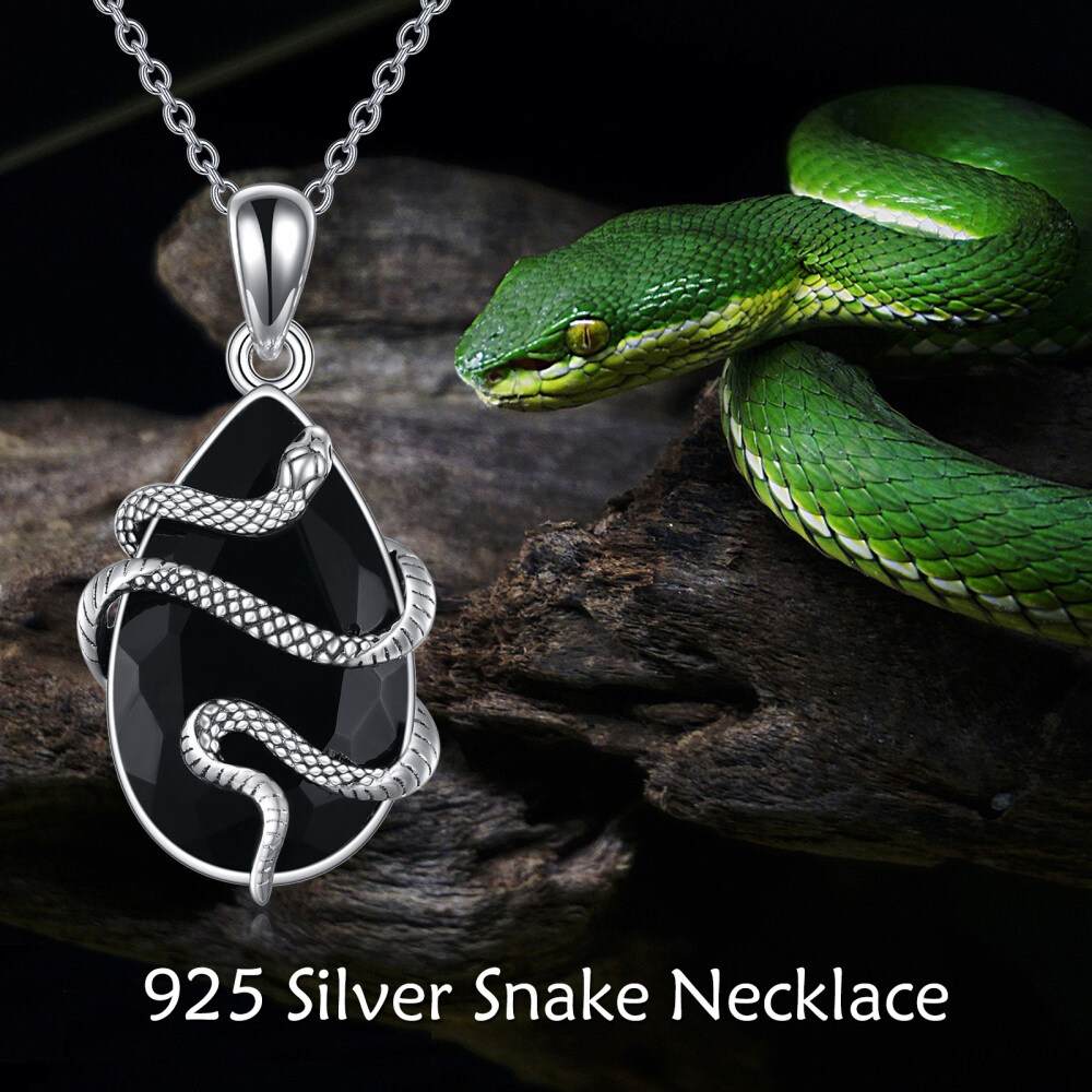 Collana con ciondolo a forma di goccia/pera di agata in argento sterling-6