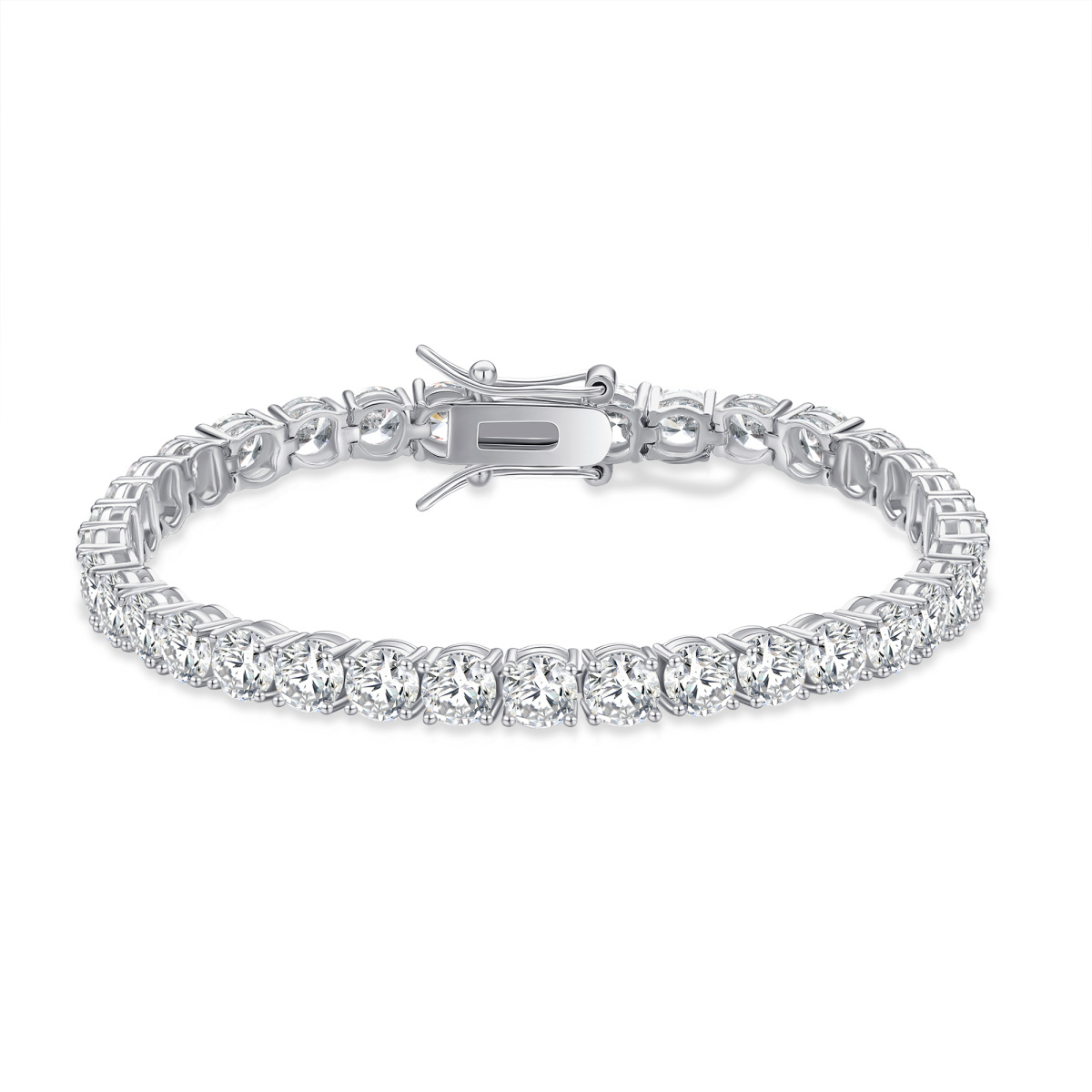 Pulsera brazalete con cadena de tenis de plata de ley con circonita cúbica-1