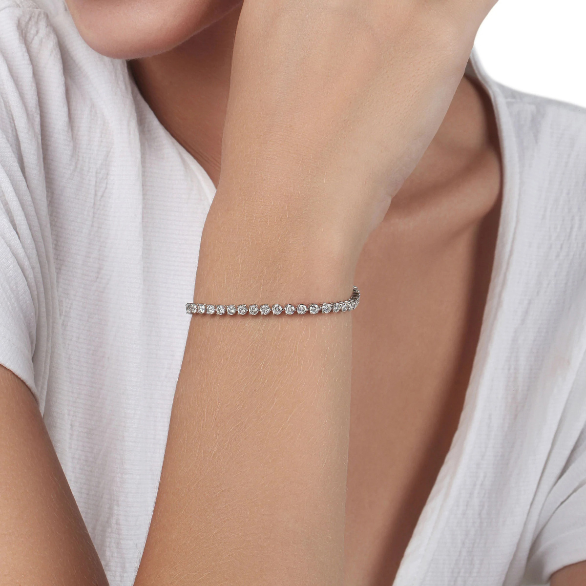 Bracciale a catena tennis in argento sterling con zirconia cubica-2