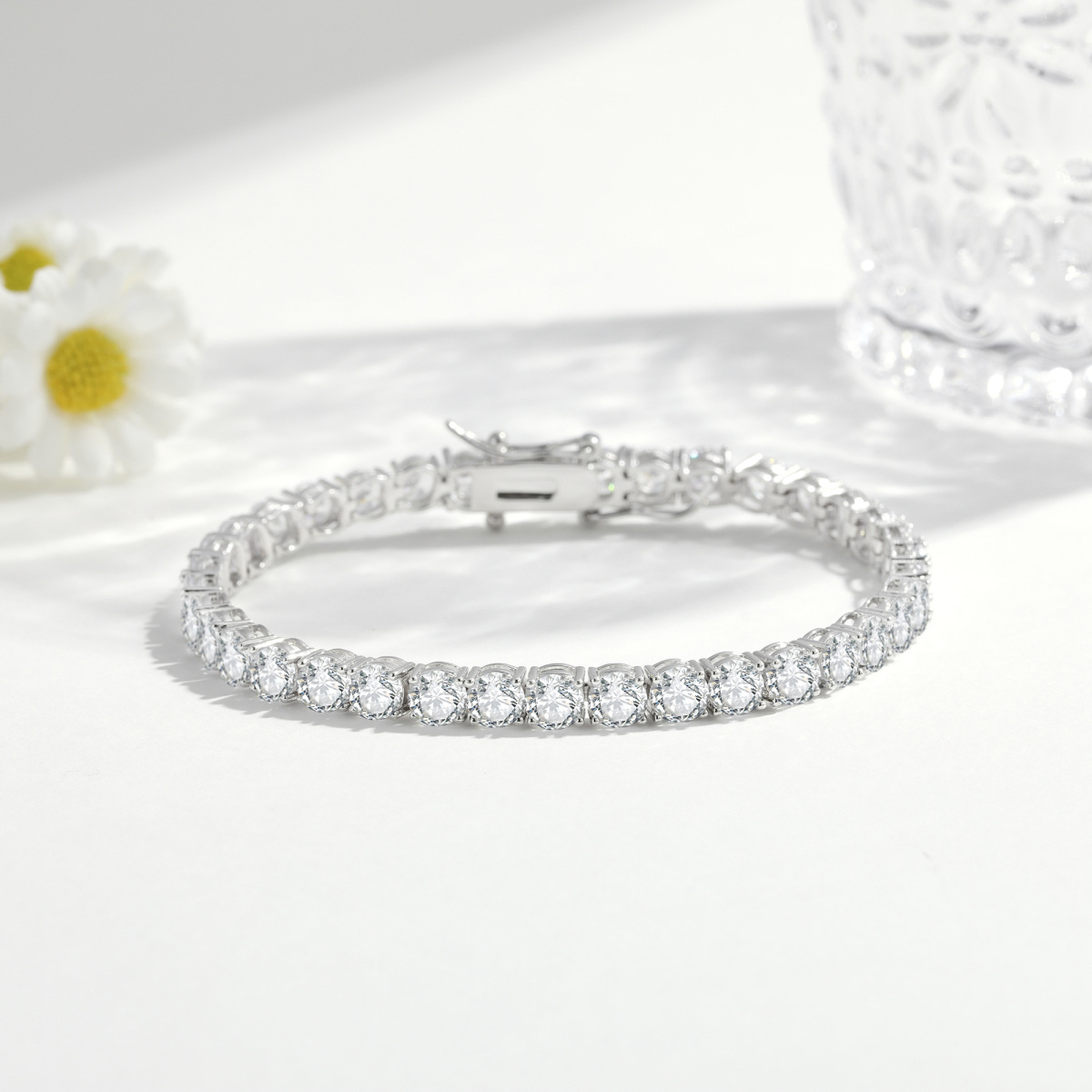 Bracciale a catena tennis in argento sterling con zirconia cubica-3