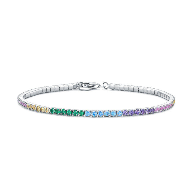 Bracciale a catena Tennis in argento sterling con zirconia cubica-1