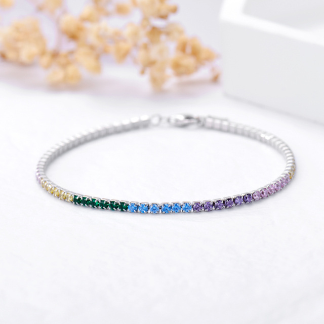 Bracciale a catena Tennis in argento sterling con zirconia cubica-4