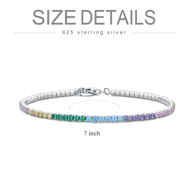 Bracciale a catena Tennis in argento sterling con zirconia cubica-6