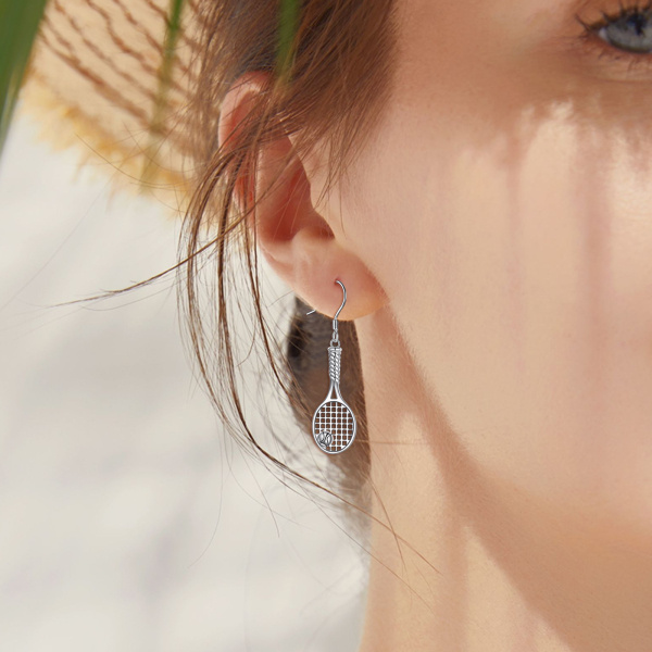 Argento 925 Collana con ciondolo a forma di racchetta da tennis Gioielli per gli amanti dello sport