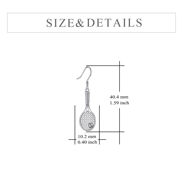 Sterling Silver Tennis Racke Drop Earrings-5