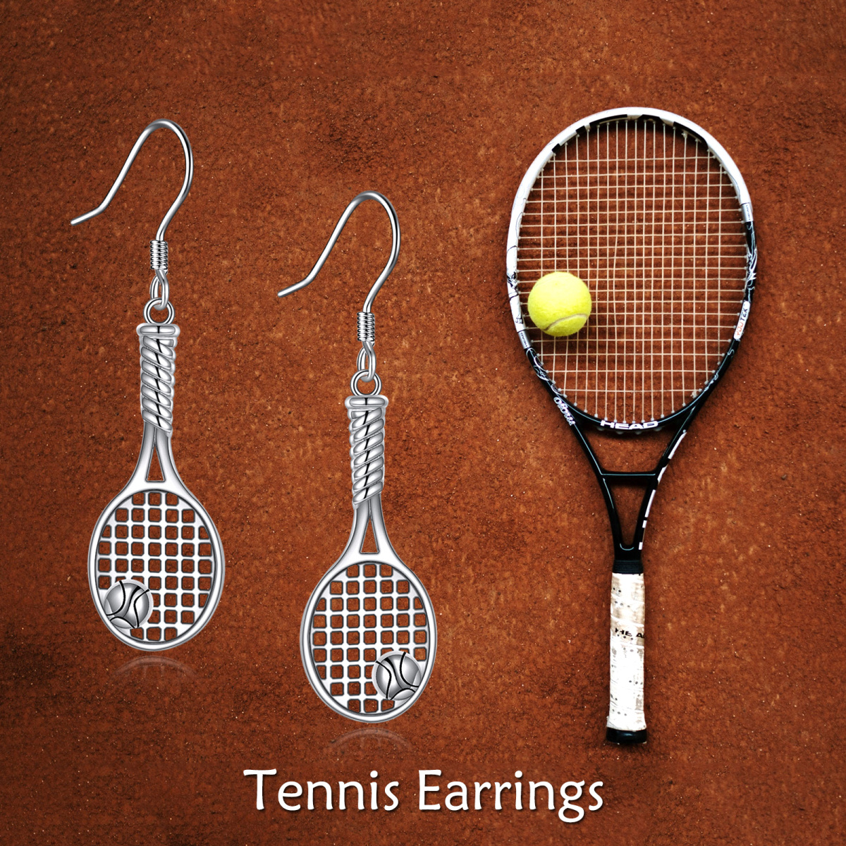 Boucles d'oreilles pendantes Tennis Racke en argent sterling-6