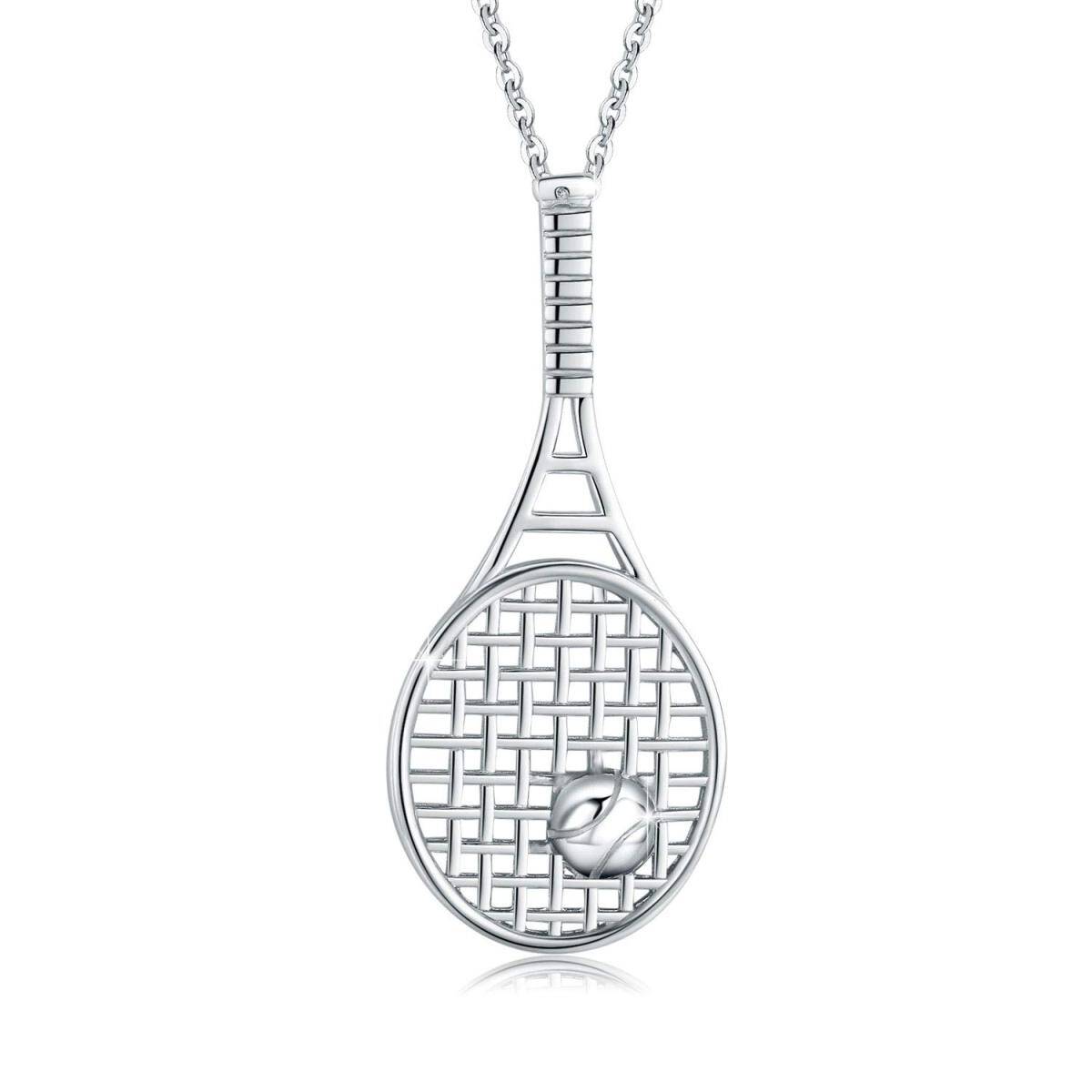 925 Sterling Silver Tennis Racket Pendant Necklace Sports Lover Jewelry-1