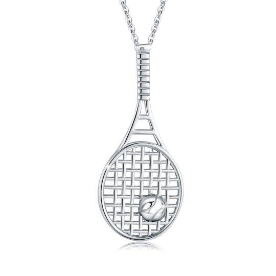 Collier pendentif raquette de Tennis en argent Sterling 925, bijoux pour amoureux du sport