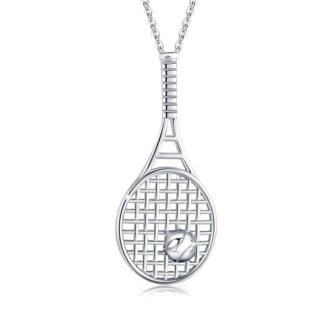 Halskette mit Tennisschläger-Anhänger aus 925er Sterlingsilber, Schmuck für Sportliebhaber-1