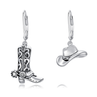 Sterling Silver Texas Boots Lever-back Earrings-4