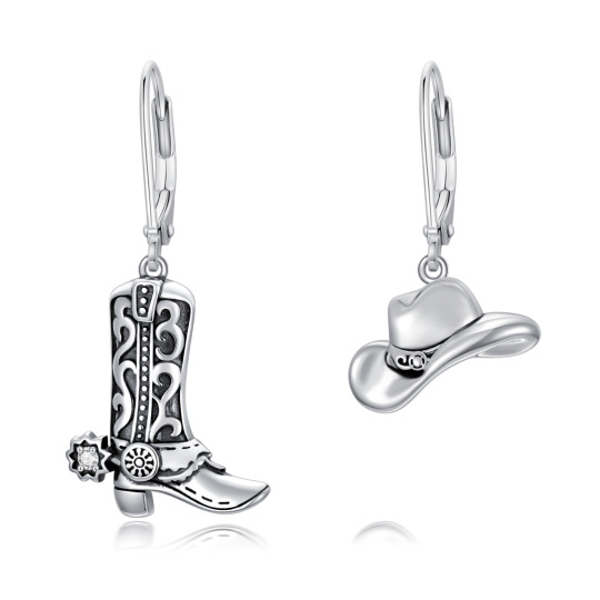 Orecchini a leva con stivali Texas in argento sterling