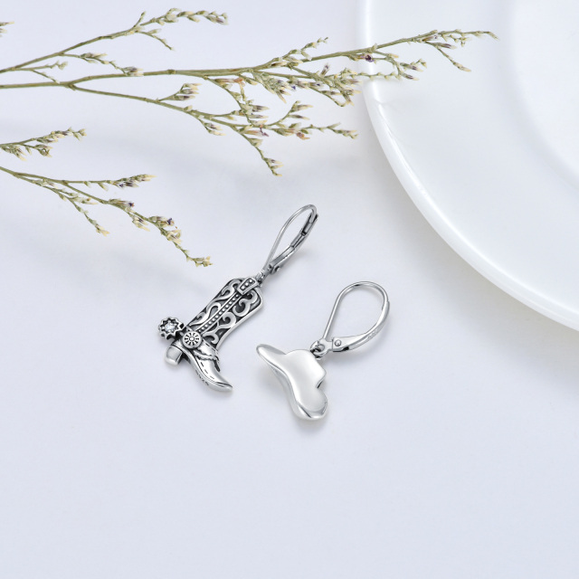 Boucles d'oreilles dormeuses Texas Boots en argent sterling-3