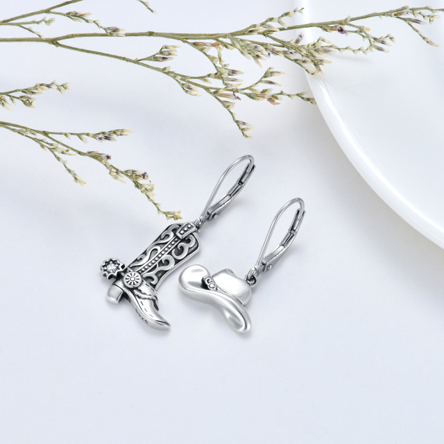 Boucles d'oreilles dormeuses Texas Boots en argent sterling-4